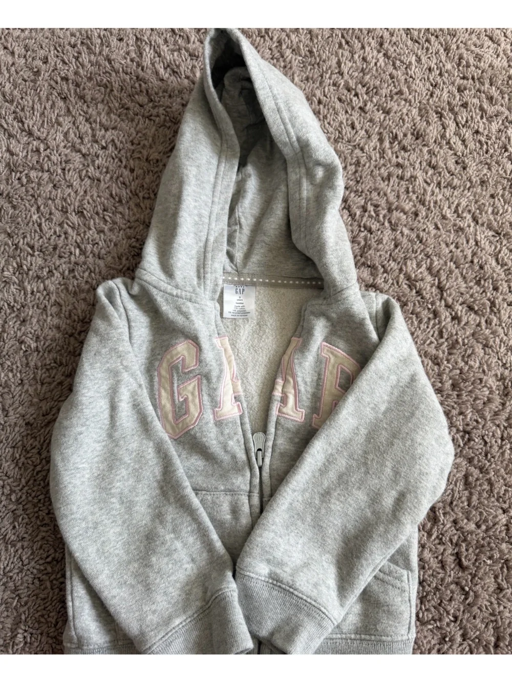 Preloved Light Gray Hoodie with Pink Lettering